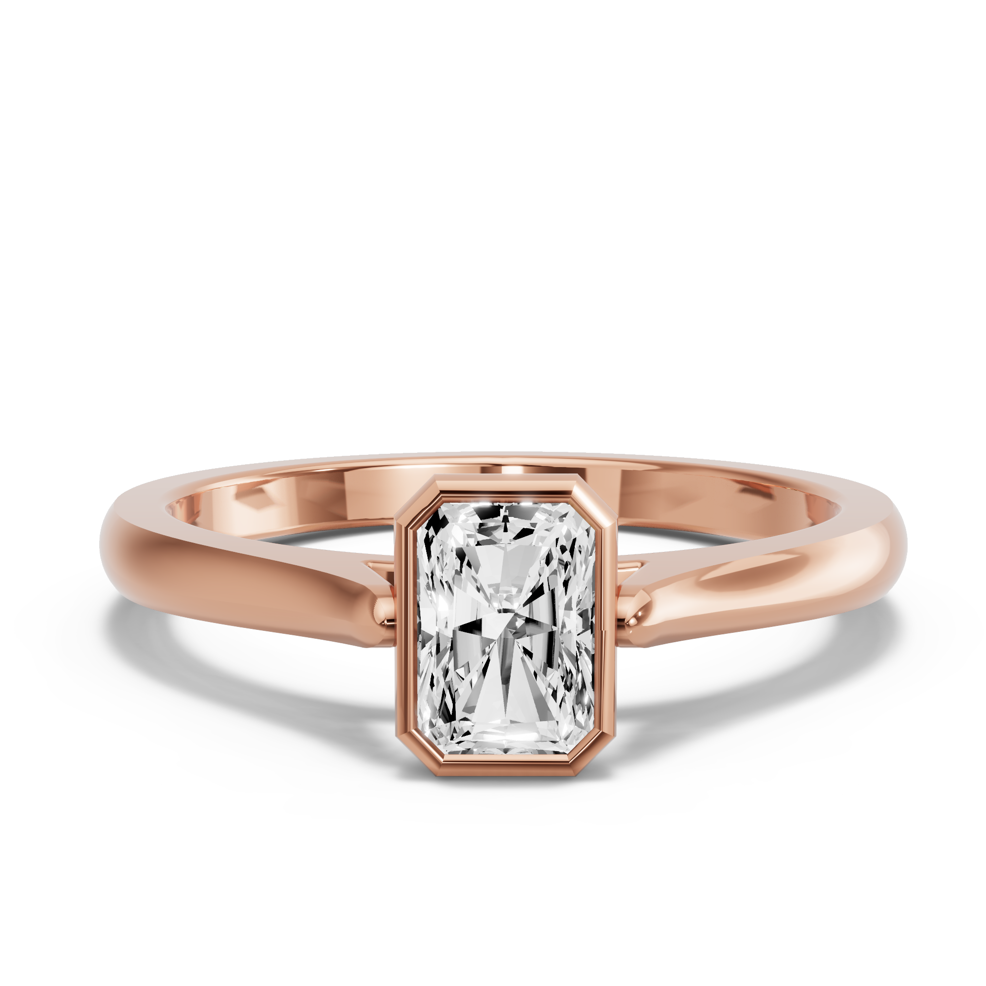 Image for Radiant Classic Bezel Ring with Knife Edge Cathedral band