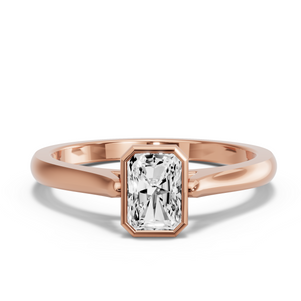 Image for Radiant Classic Bezel Ring with Knife Edge Cathedral band
