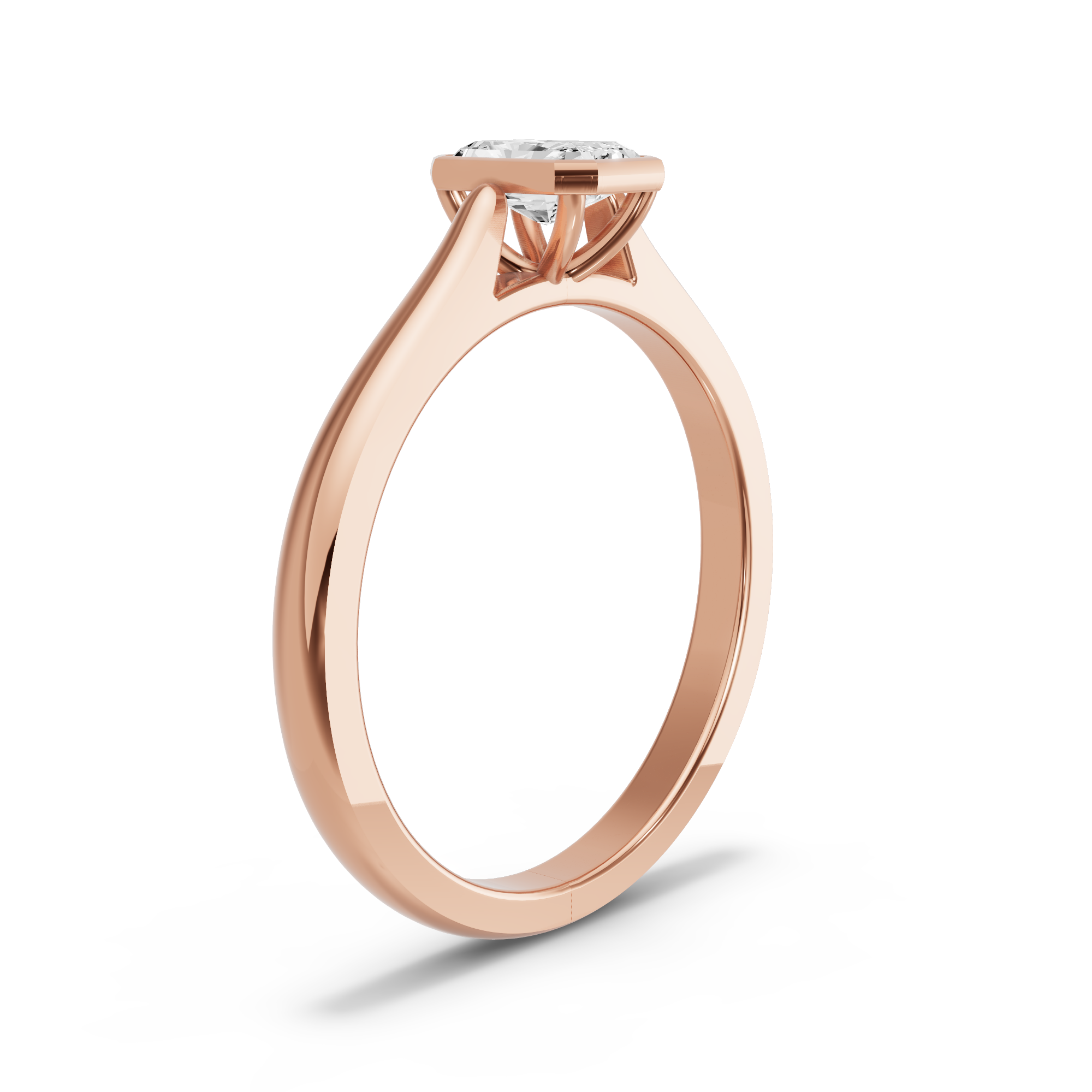Image for Radiant Classic Bezel Ring with Knife Edge Cathedral band