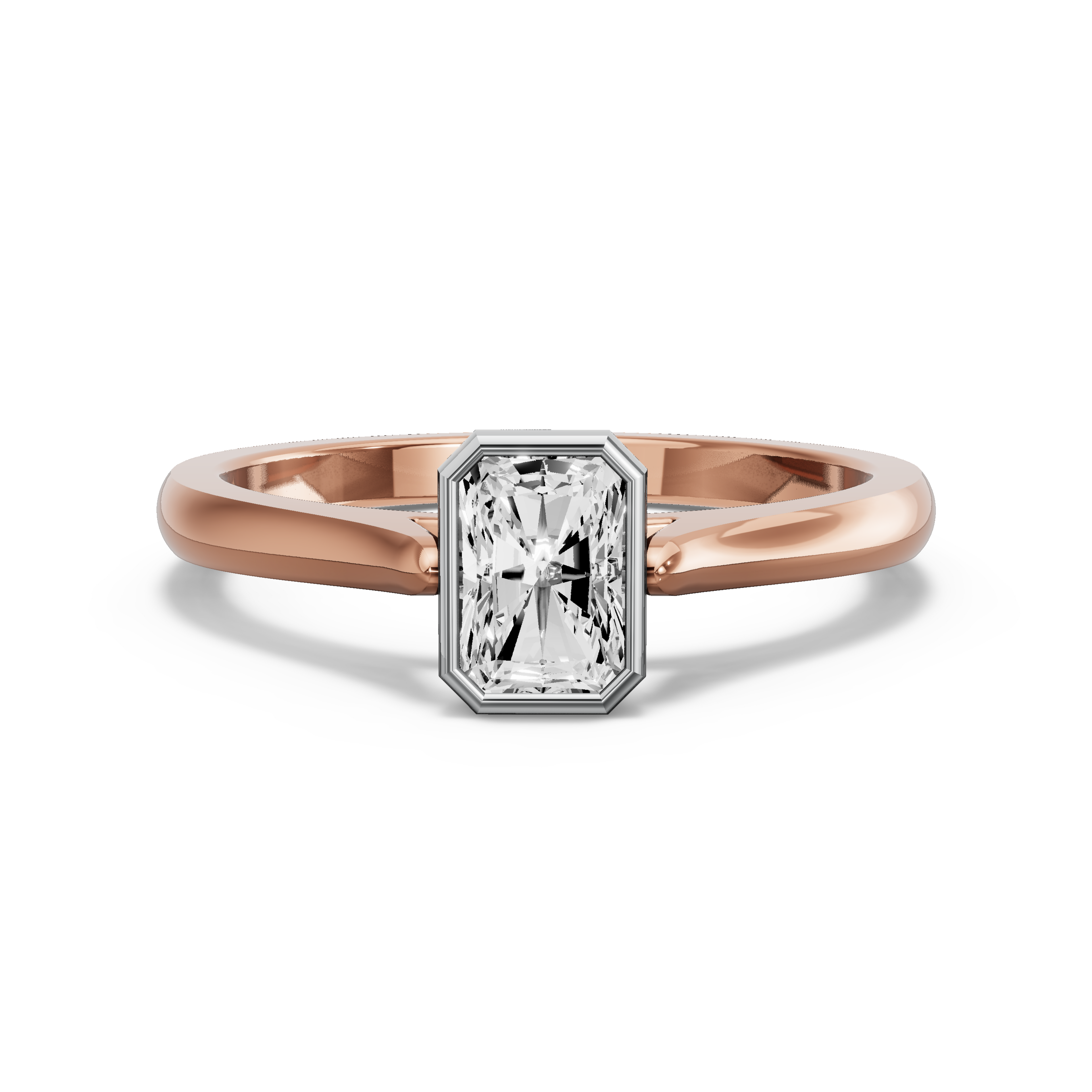 Image for Radiant Classic Bezel Ring with Knife Edge Cathedral band