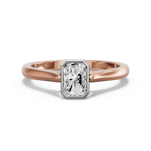 Image for Radiant Classic Bezel Ring with Knife Edge Cathedral band