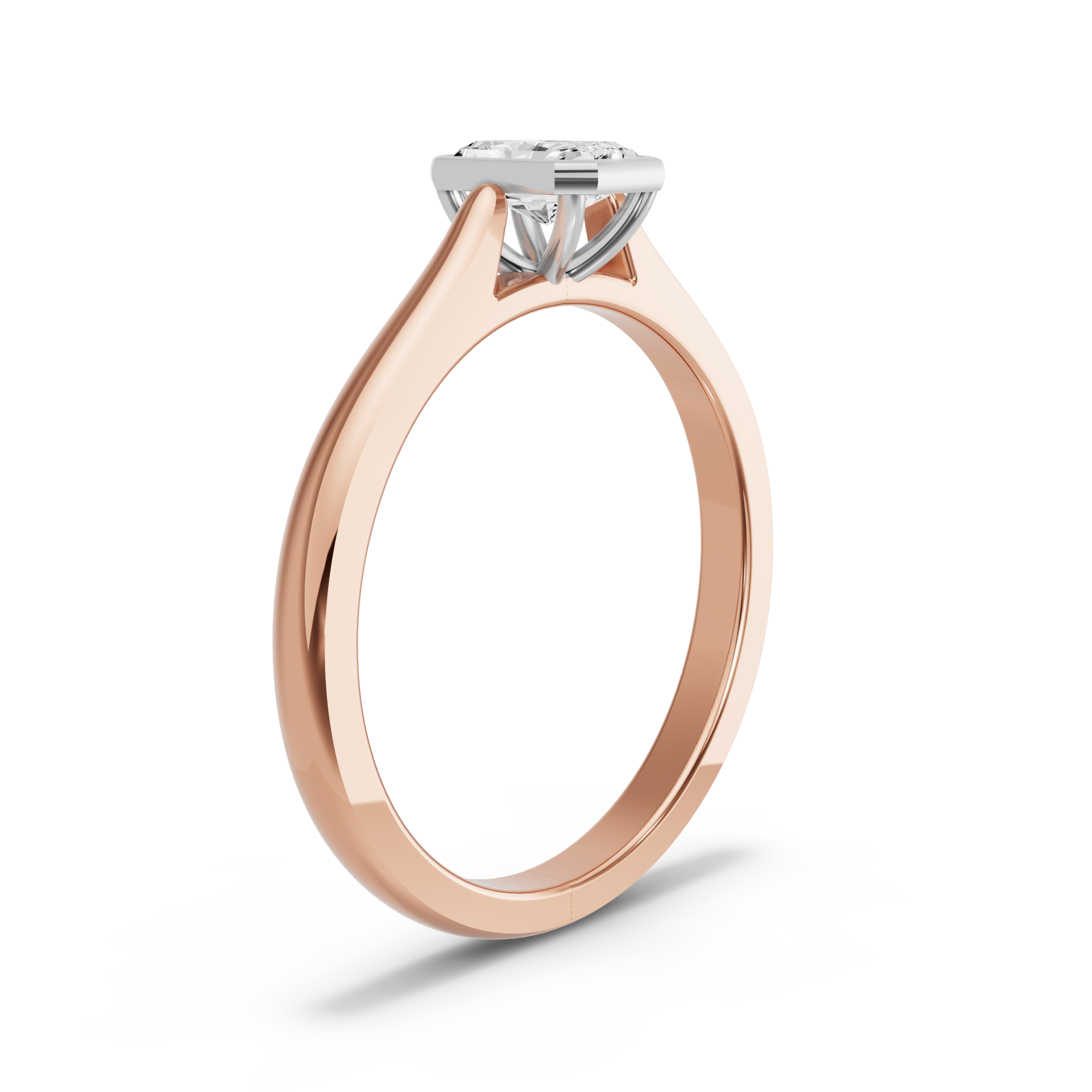 Image for Radiant Classic Bezel Ring with Knife Edge Cathedral band