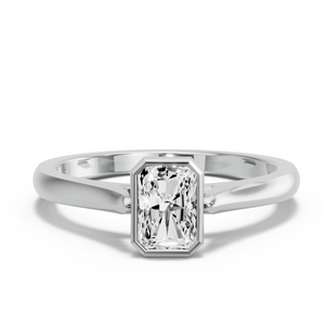 Image for Radiant Classic Bezel Ring with Knife Edge Cathedral band
