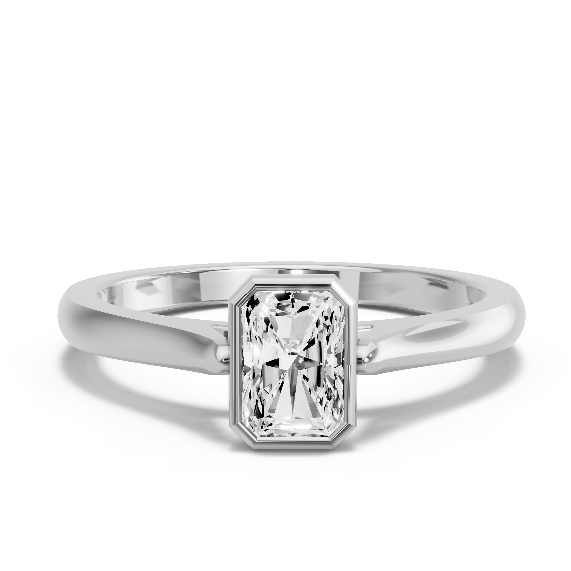 Image for Radiant Classic Bezel Ring with Knife Edge Cathedral band