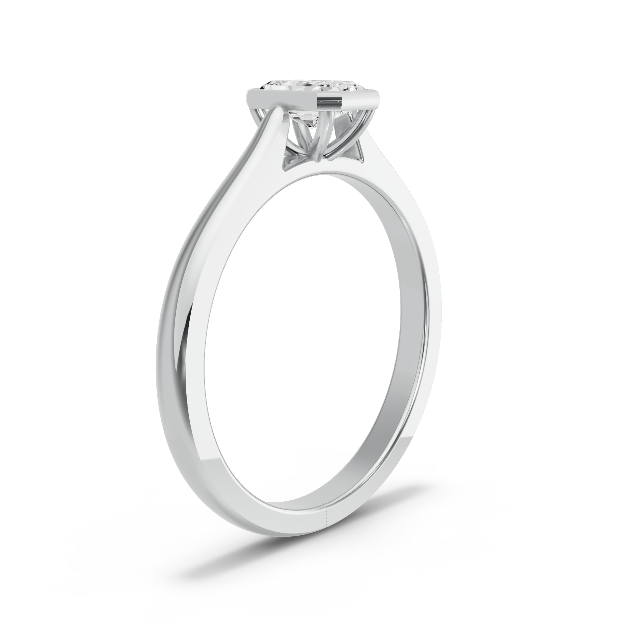Image for Radiant Classic Bezel Ring with Knife Edge Cathedral band