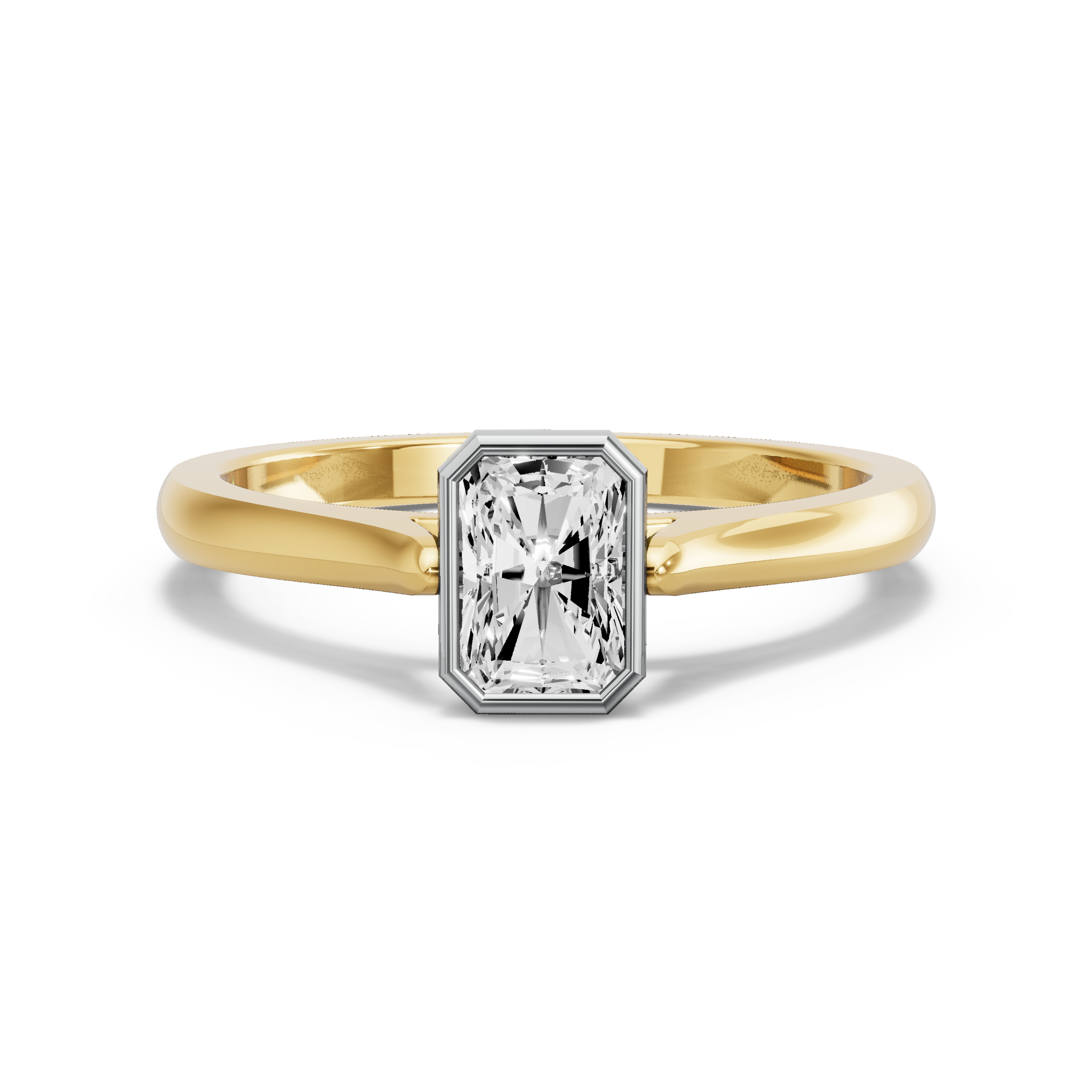 Image for Radiant Classic Bezel Ring with Knife Edge Cathedral band