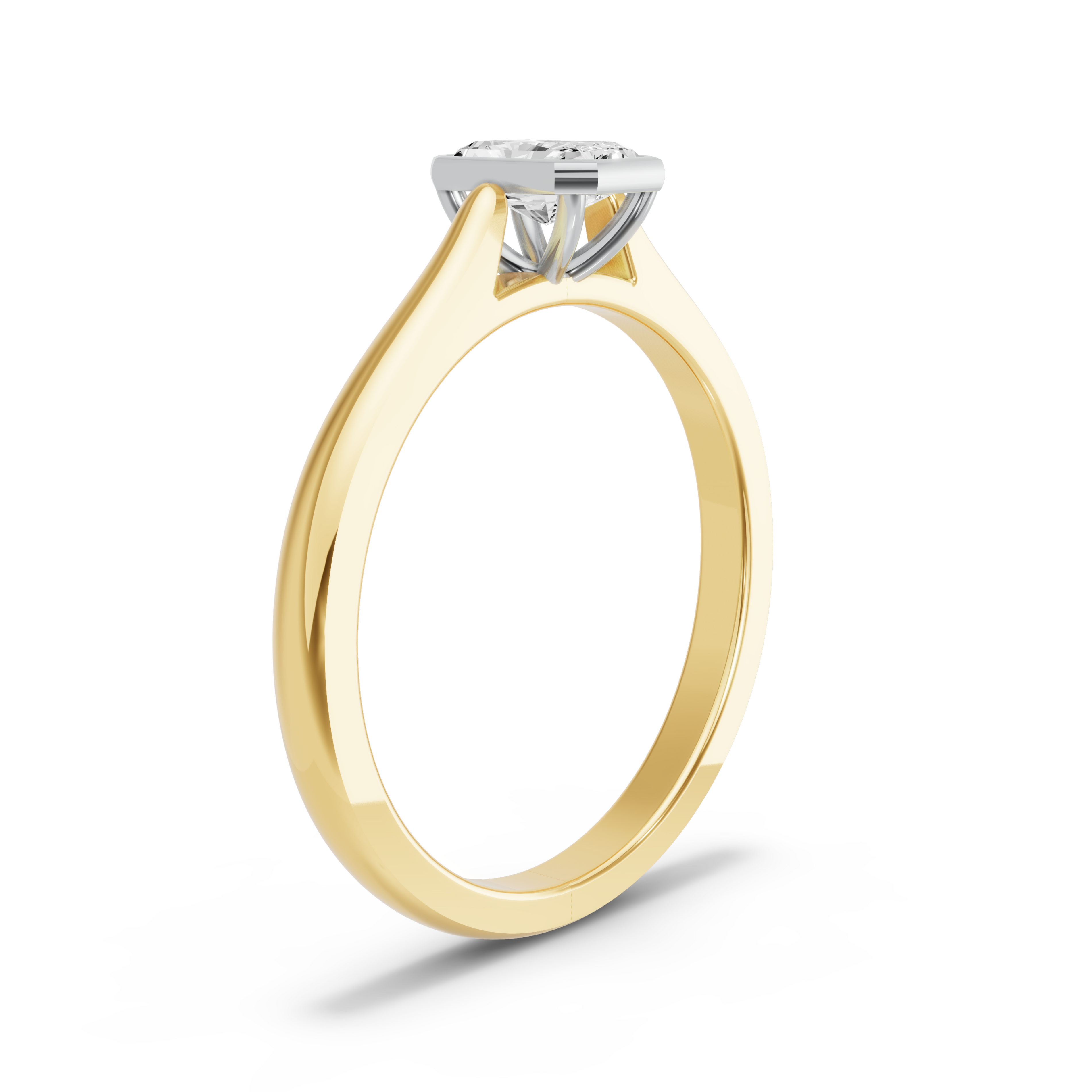 Image for Radiant Classic Bezel Ring with Knife Edge Cathedral band