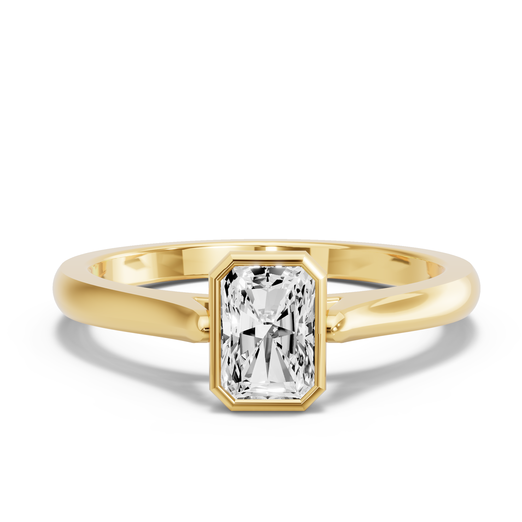 Image for Radiant Classic Bezel Ring with Knife Edge Cathedral band