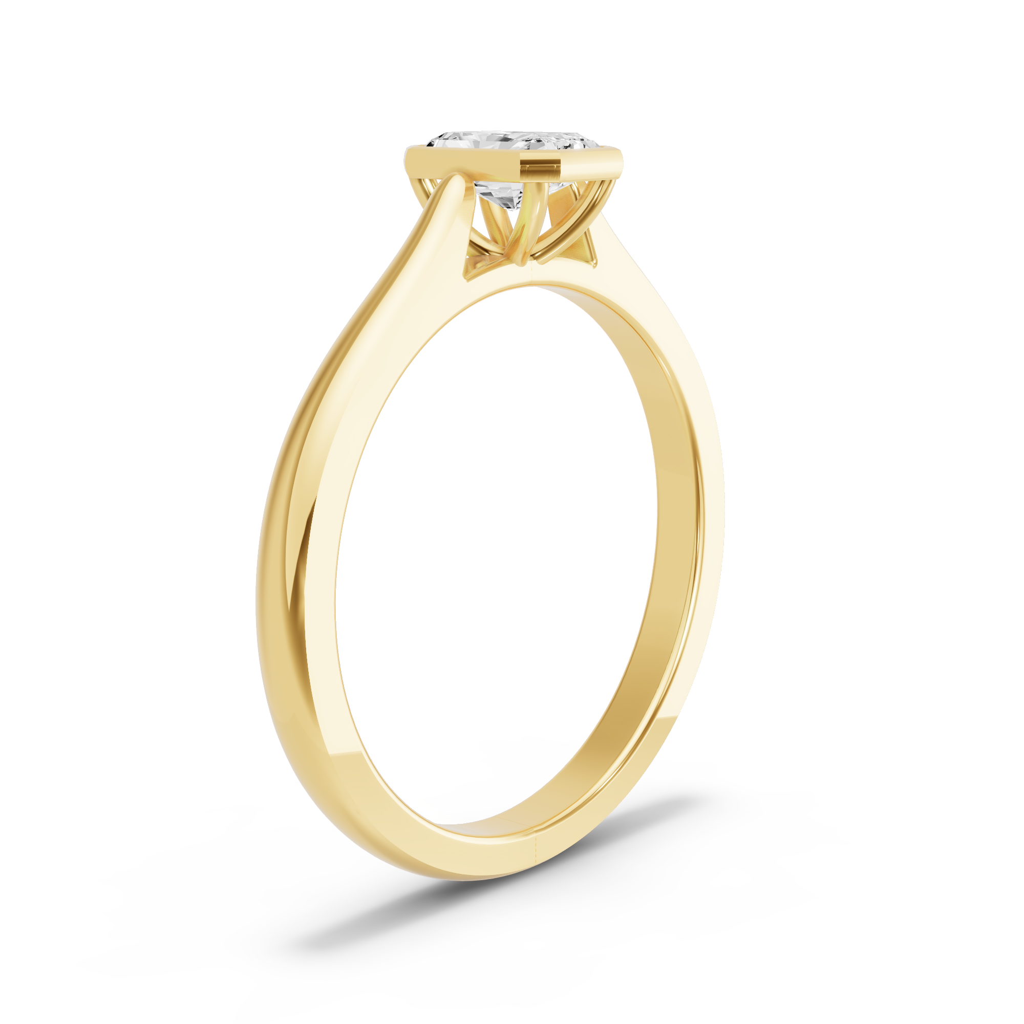 Image for Radiant Classic Bezel Ring with Knife Edge Cathedral band