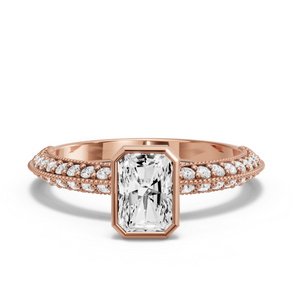 Image for Radiant Classic Bezel Ring with Knife Edge Pave band