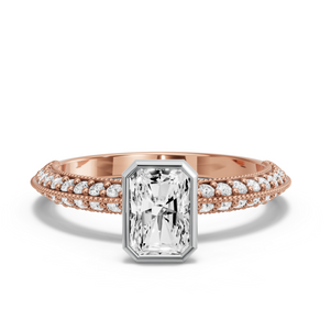 Image for Radiant Classic Bezel Ring with Knife Edge Pave band