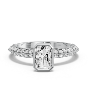 Image for Radiant Classic Bezel Ring with Knife Edge Pave band