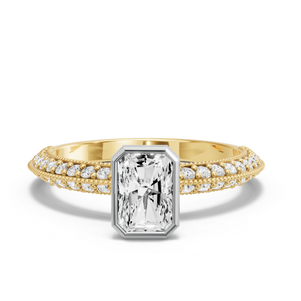 Image for Radiant Classic Bezel Ring with Knife Edge Pave band