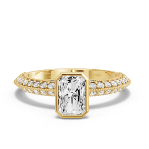Image for Radiant Classic Bezel Ring with Knife Edge Pave band