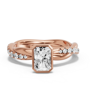Image for Radiant Classic Bezel Ring with Rope Pave band