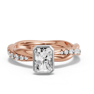Image for Radiant Classic Bezel Ring with Rope Pave band