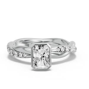 Image for Radiant Classic Bezel Ring with Rope Pave band
