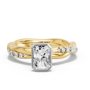 Image for Radiant Classic Bezel Ring with Rope Pave band