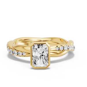 Image for Radiant Classic Bezel Ring with Rope Pave band