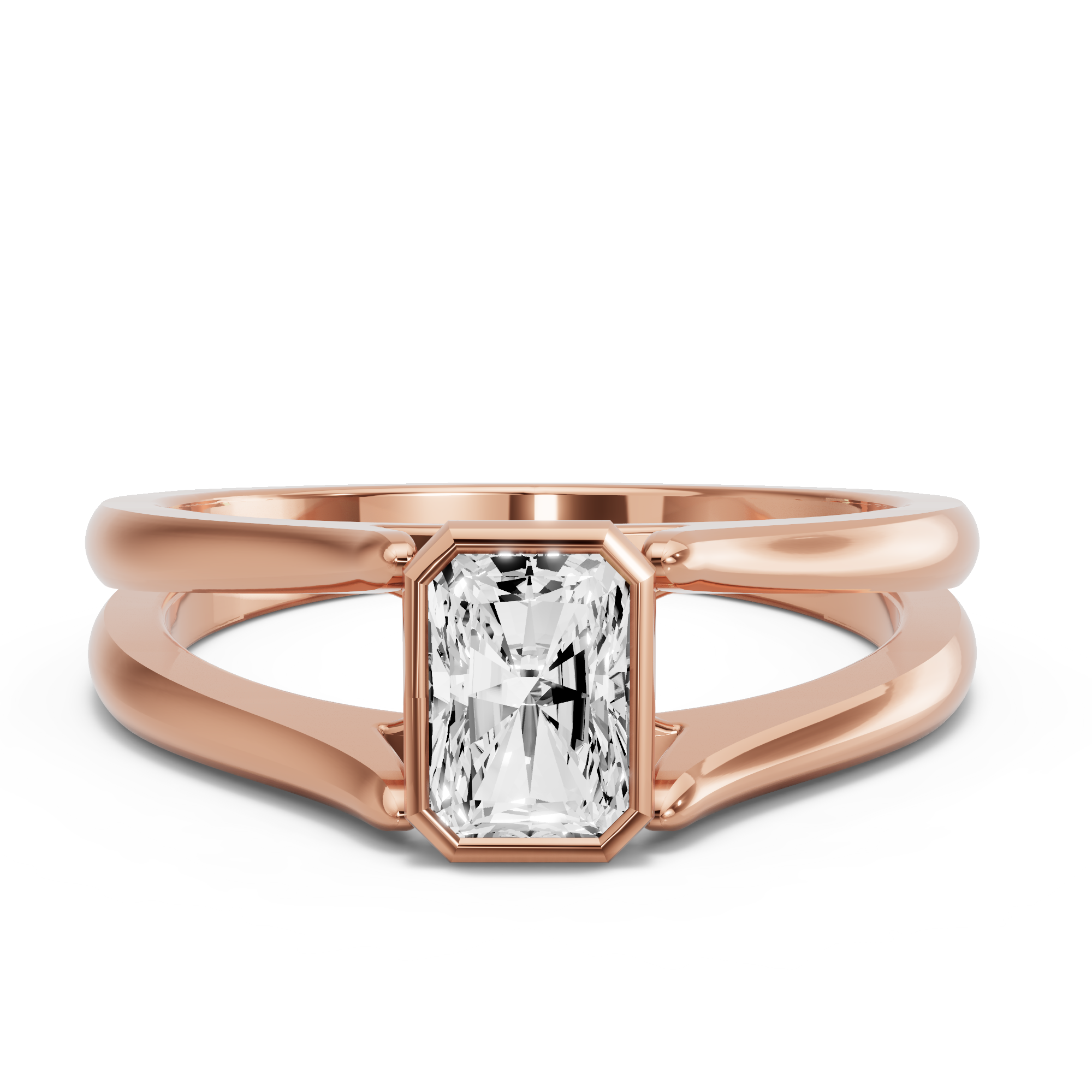 Image for Radiant Classic Bezel Ring with Split Ring Solitaire band