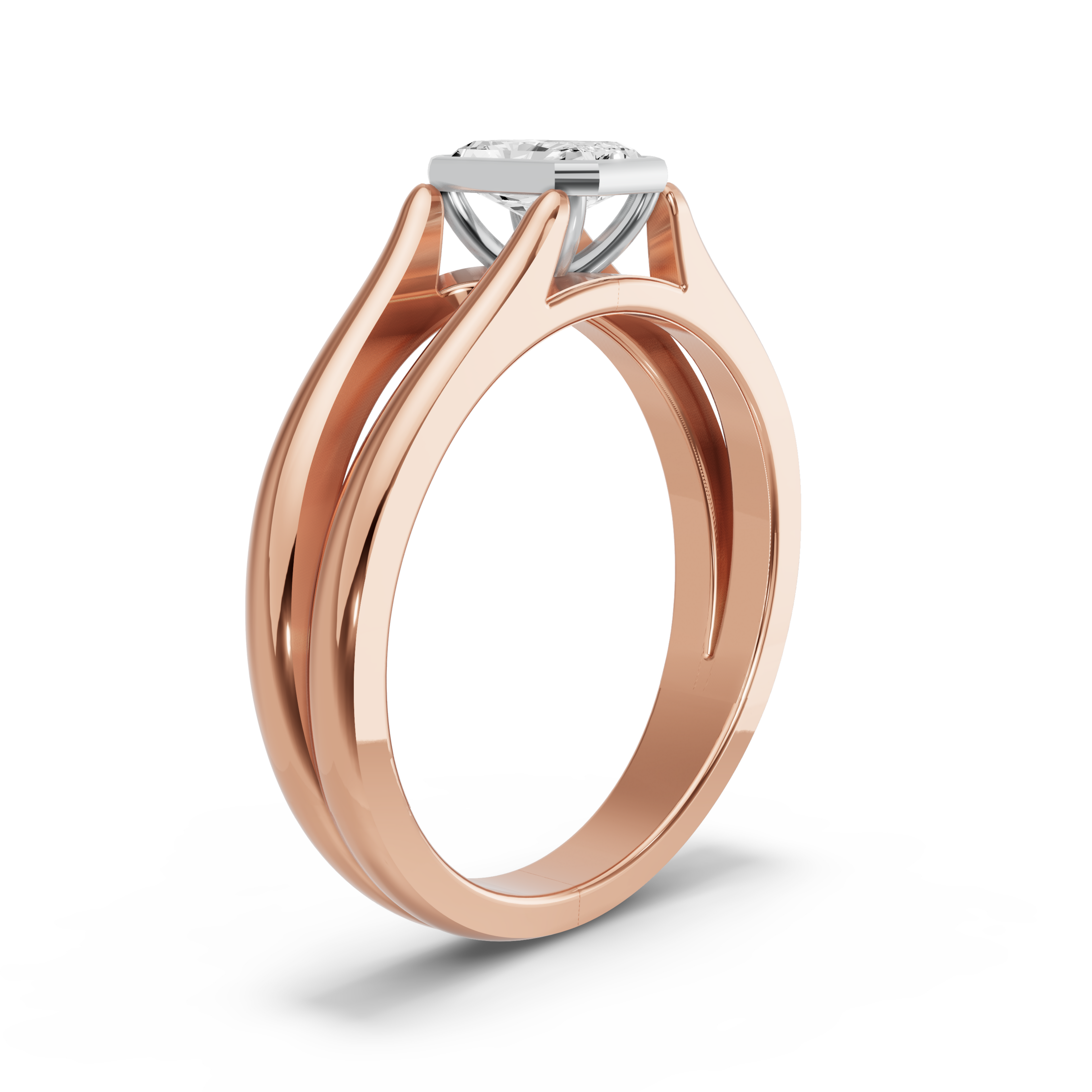 Image for Radiant Classic Bezel Ring with Split Ring Solitaire band