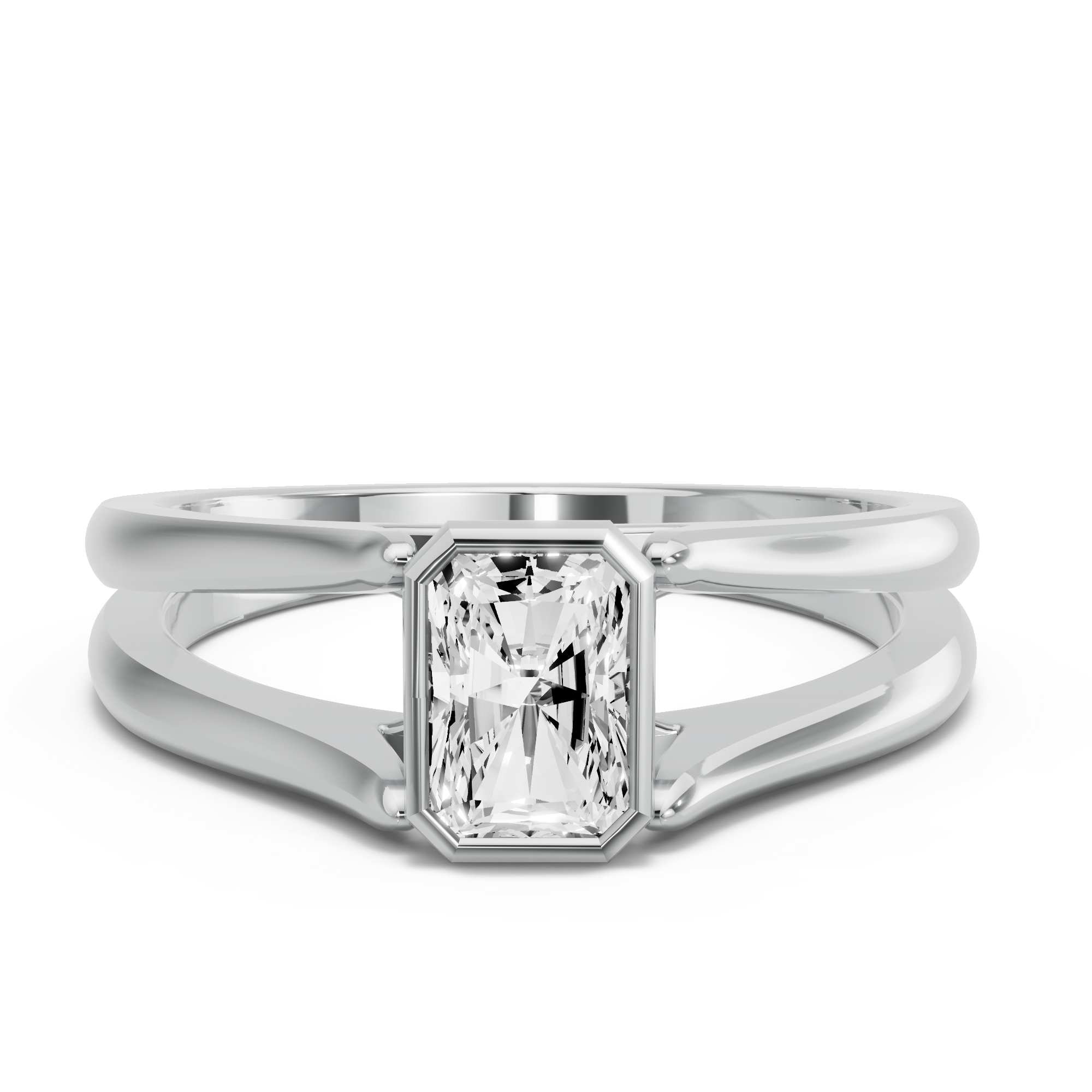 Image for Radiant Classic Bezel Ring with Split Ring Solitaire band
