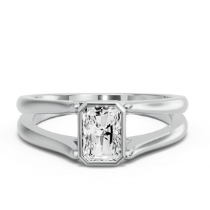 Image for Radiant Classic Bezel Ring with Split Ring Solitaire band