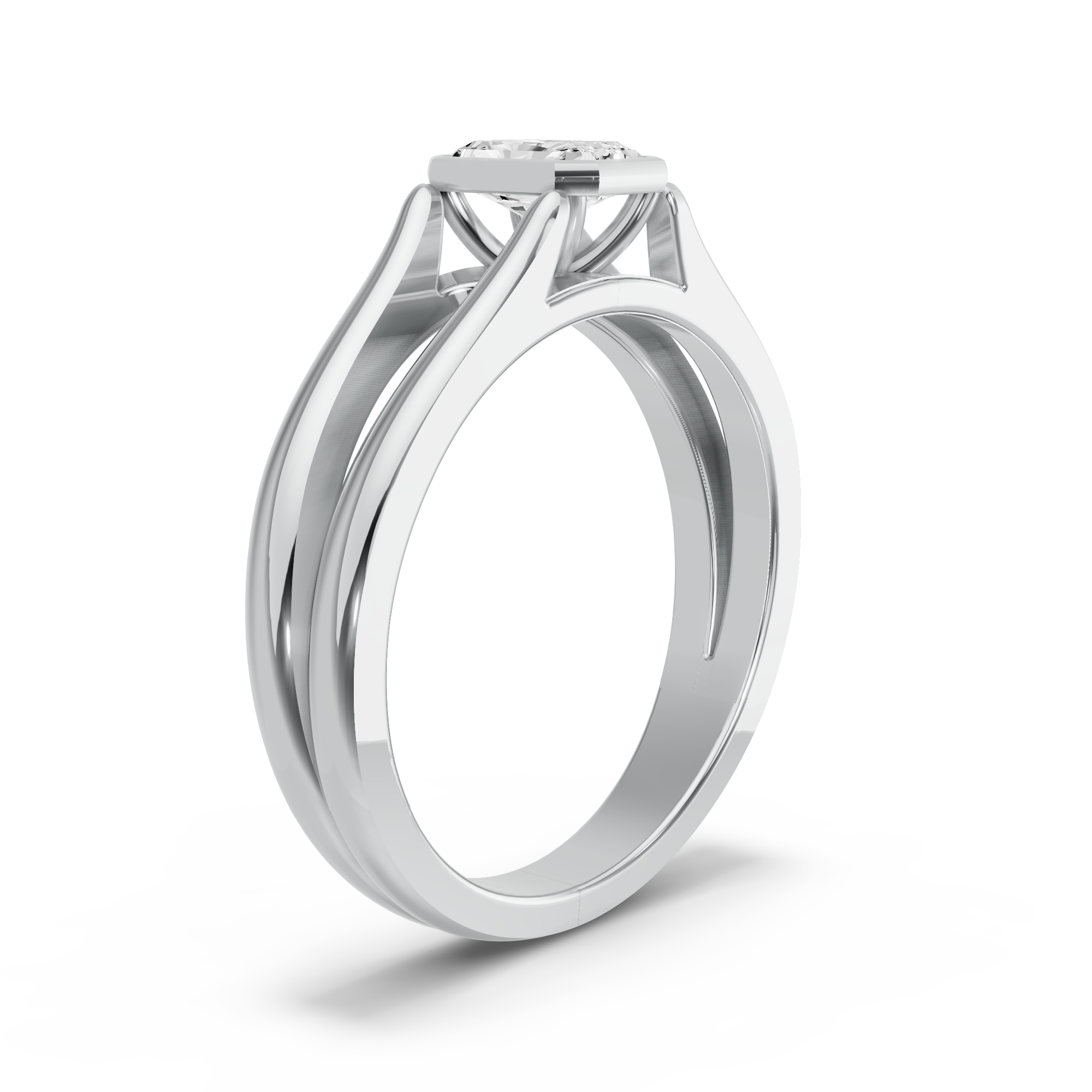 Image for Radiant Classic Bezel Ring with Split Ring Solitaire band