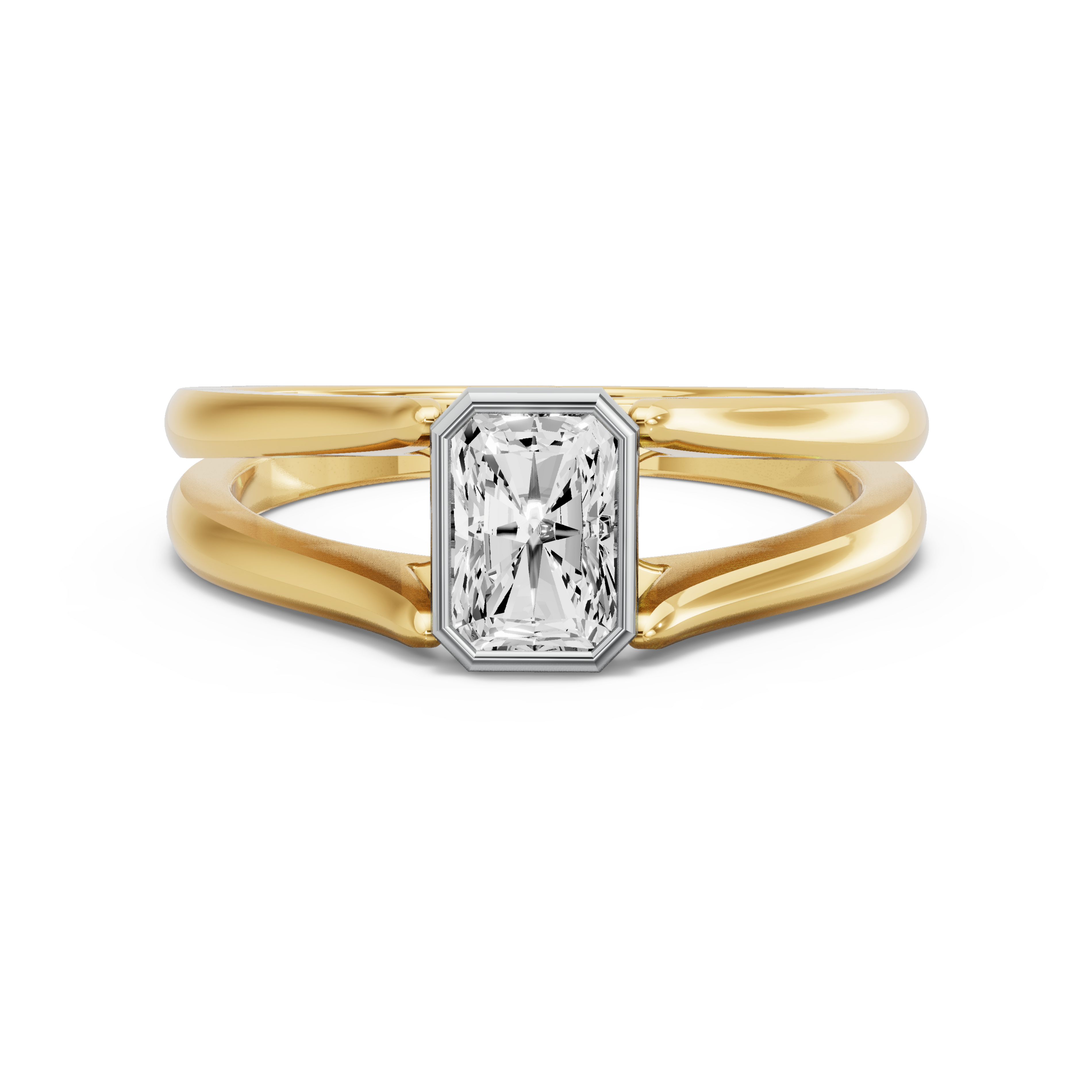 Image for Radiant Classic Bezel Ring with Split Ring Solitaire band