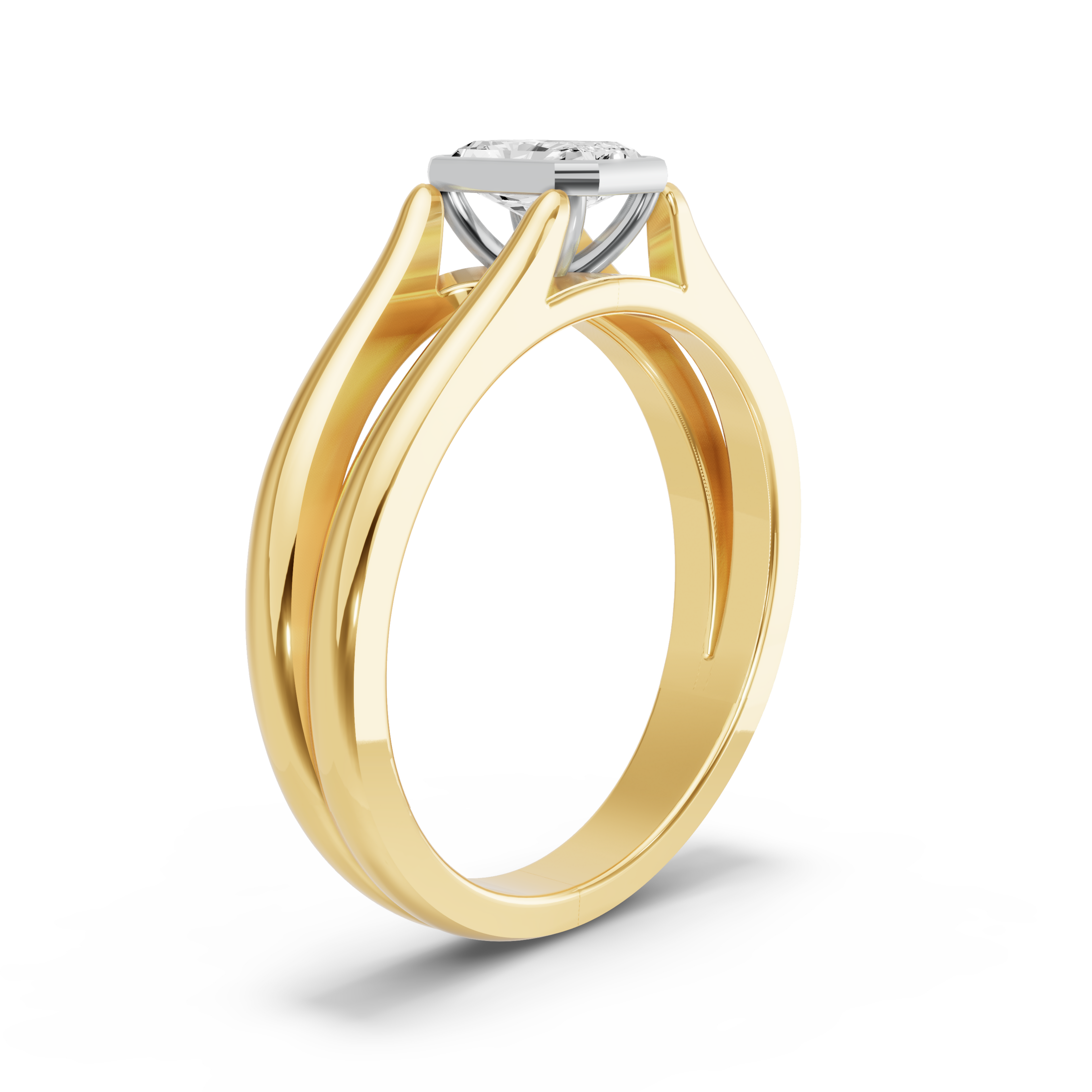 Image for Radiant Classic Bezel Ring with Split Ring Solitaire band