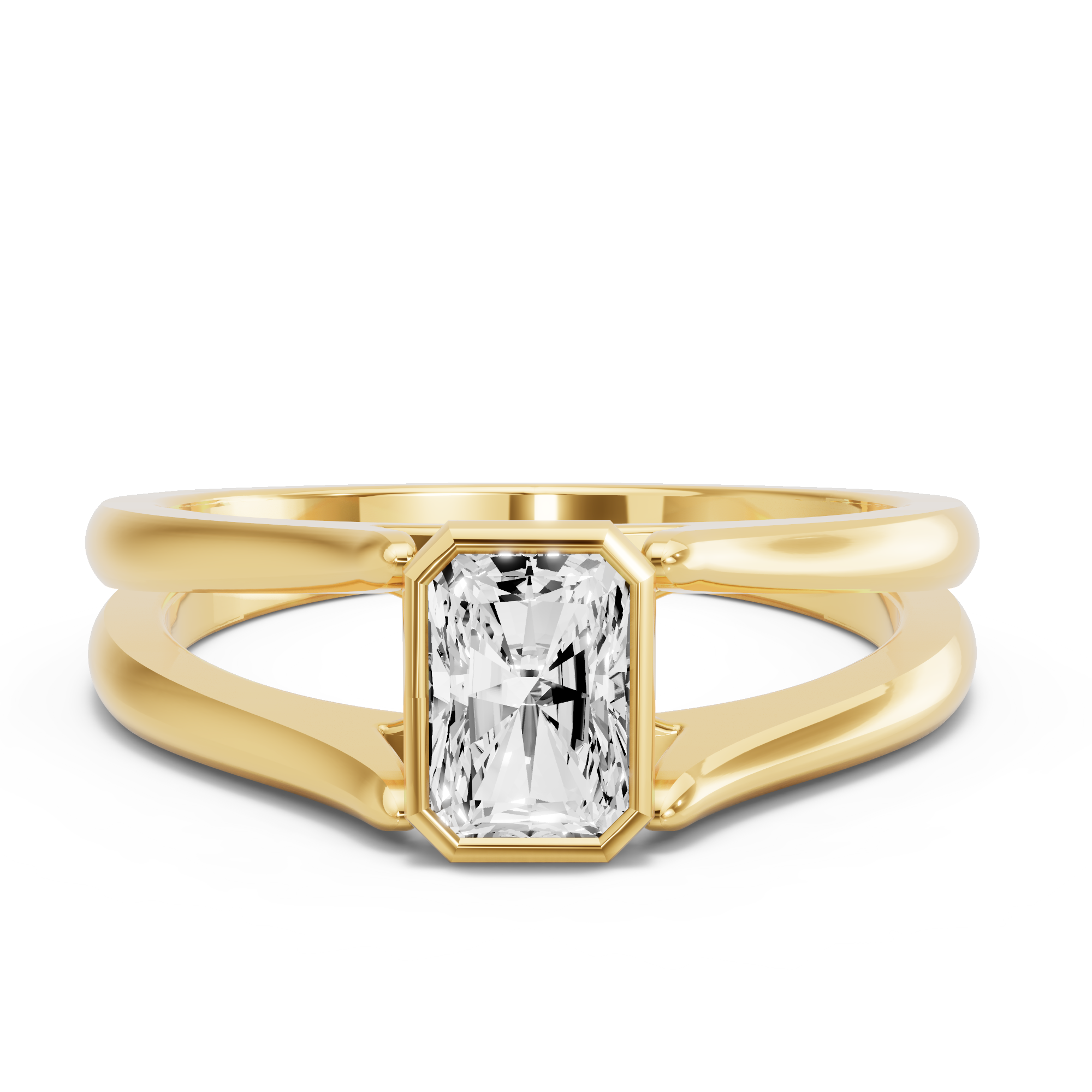 Image for Radiant Classic Bezel Ring with Split Ring Solitaire band