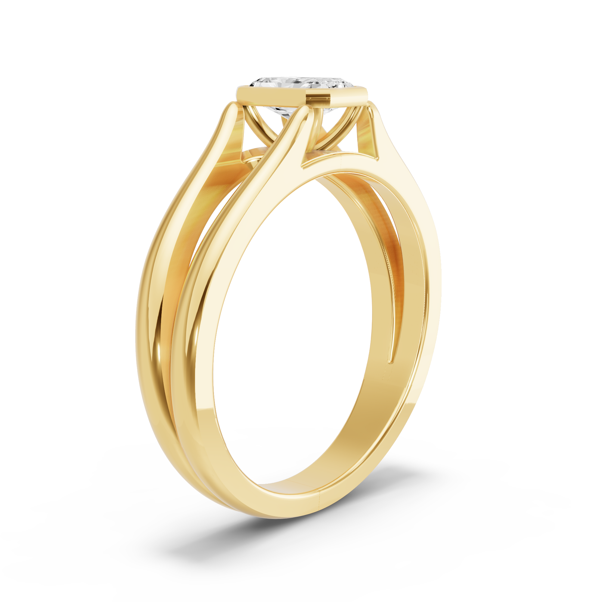 Image for Radiant Classic Bezel Ring with Split Ring Solitaire band
