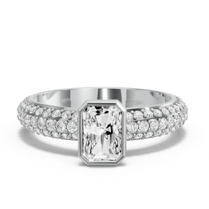 Image for Radiant Classic Bezel Ring with Triple Row Pave band