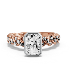 Image for Radiant Classic Bezel Ring with Twist Pave band