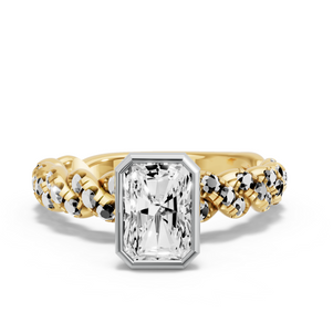 Image for Radiant Classic Bezel Ring with Twist Pave band