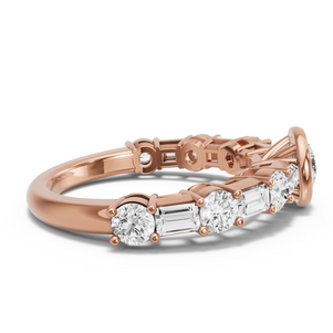 Image for Round Classic Bezel Ring with Alternating Baguette band