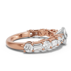 Image for Round Classic Bezel Ring with Alternating Baguette band