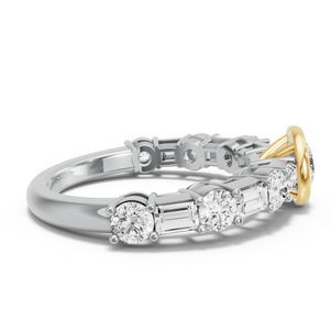Image for Round Classic Bezel Ring with Alternating Baguette band