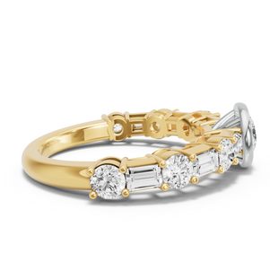Image for Round Classic Bezel Ring with Alternating Baguette band