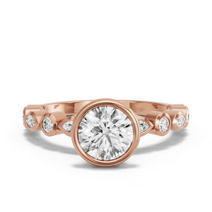 Image for Round Classic Bezel Ring with Alternating Marquise band