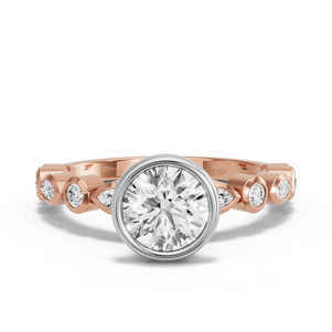 Image for Round Classic Bezel Ring with Alternating Marquise band