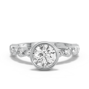 Image for Round Classic Bezel Ring with Alternating Marquise band
