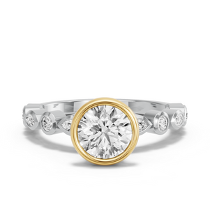 Image for Round Classic Bezel Ring with Alternating Marquise band
