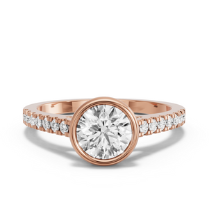 Image for Round Classic Bezel Ring with Cathedral Pave band