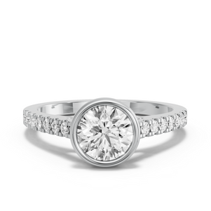Image for Round Classic Bezel Ring with Cathedral Pave band
