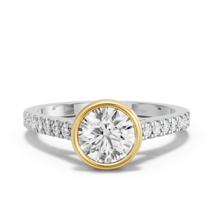 Image for Round Classic Bezel Ring with Cathedral Pave band