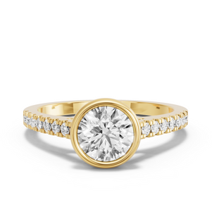 Image for Round Classic Bezel Ring with Cathedral Pave band