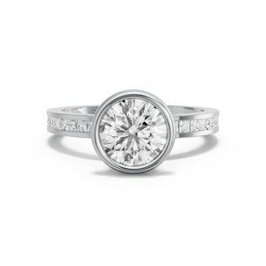 Image for Round Classic Bezel Ring with Channel band in 950 Platinum