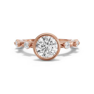 Image for Round Classic Bezel Ring with Floating Station band in 18K Rose Gold