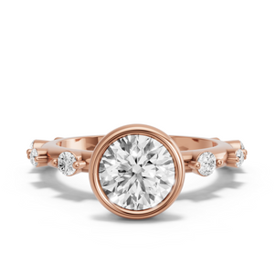 Image for Round Classic Bezel Ring with Floating Station band